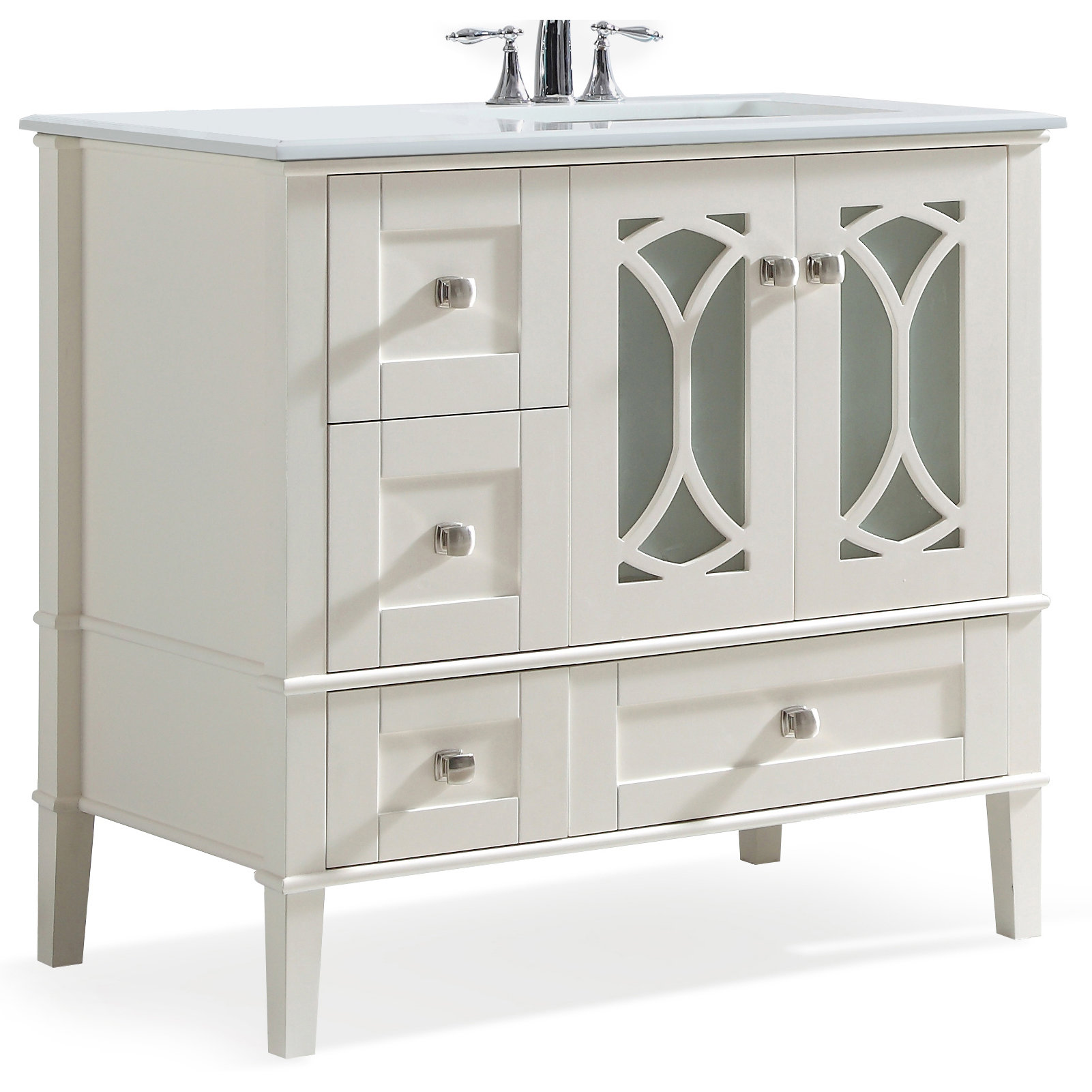 Simpli Home Paige 36" Right Offset Single Bathroom Vanity Set Wayfair